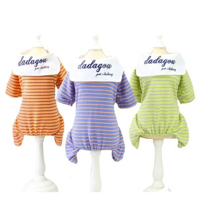 China New Striped Dog House Stocked Clothes Cotton Color Striped Dog Clothes Home Dog Clothes for sale