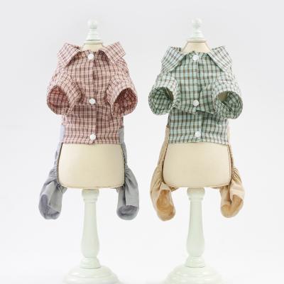 China British stocked fashion plaid dog clothes color matching four-legged lapel dog clothes factory direct sales pet clothes for sale