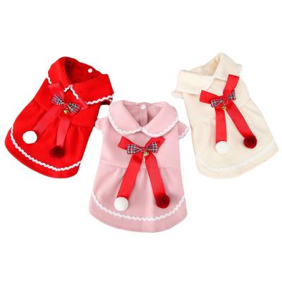 China The new hot sale stocked autumn and winter dog Christmas princess clothes two feet bow dog pet clothing pet clothes for sale