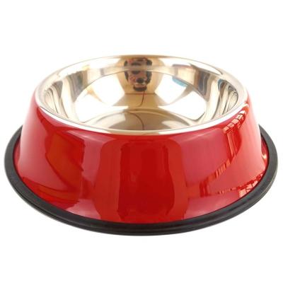 China High Quality Viable Supplies With Cat Pattern Dog Bowl Cat Round Pet Feeding Bowl Round Stainless Steel Dog Feeding Bowl for sale