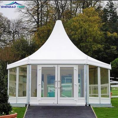 China Stable Structure 6*6m 5*5m Aluminum Event Party Wedding Pagoda Tent With Glass Wall for sale