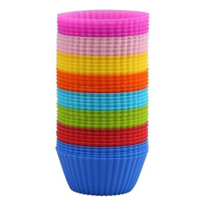 China Sustainable Reusable Silicone Muffin Liners Baking Cups / Cup Cake Mold Cake Cases / Mold For Cup Cake for sale