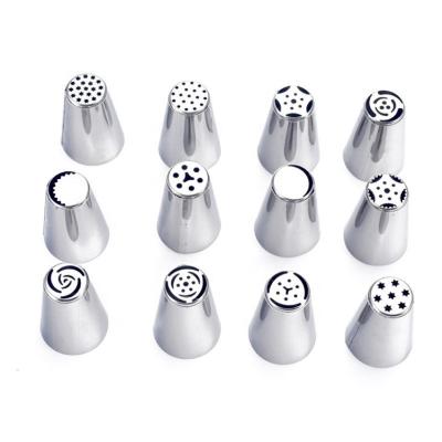 China Disposable Cream Nozzle Stainless Steel Russia Glazing Tubing Tips Cake Decorating Tool Kit for sale