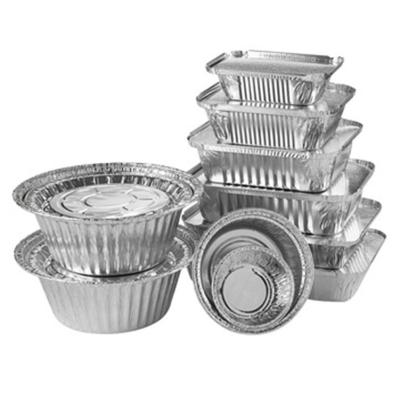 China Custom Foil Baking Bowls With Lids Square Foil Pans With Covers Around Disposable Food Take Out Containers for sale