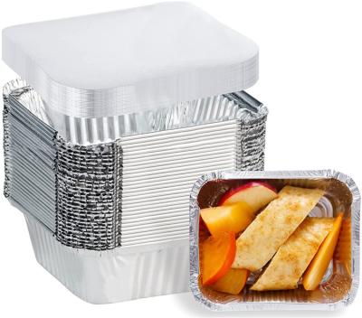 China Recyclable Aluminum Tin Foil Pans 430ml Disposable Baking Pans Takeout Containers With Lid for sale