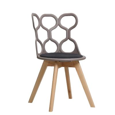 China Modern Cheap Nordic Plastic PP Chair With Cushion Wooden Chair Frame Solid Wood Dining Chair 8331 for sale