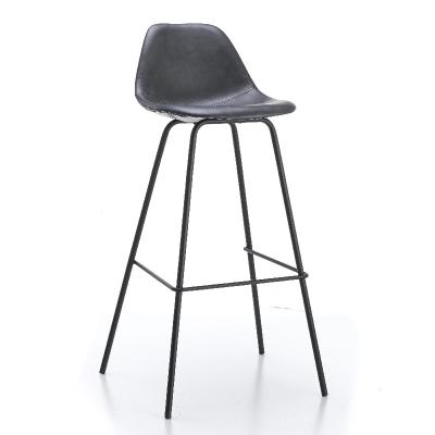 China Nordic modern PU upholstery bar chair pp sit inside covered with PU metal frame dining chair for sale