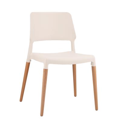 China Cooling PP Plastic Chair Seat Beech Wood Leisure Chair Living Room Furniture Lounge Chair for sale