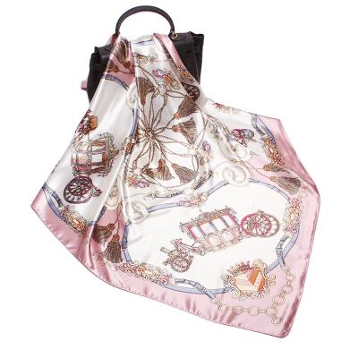 China Fashion Square Scarf Women Fashion Pattern Silk Square Scarf Printing Head Neck Scarf for sale