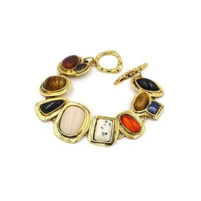 China Newest CLASSIC CLASSIC Colorful Gem Bead Bracelet Jewelry Alloy Natural Stone Bracelet For Women for sale