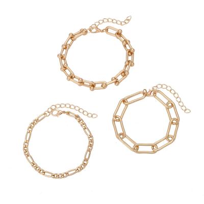 China New CLASSIC CLASSIC Bangles 3Pcs/Set Bangles For Women Gold Color Metal Bangle Peach Heart Link Punk Bangles for sale