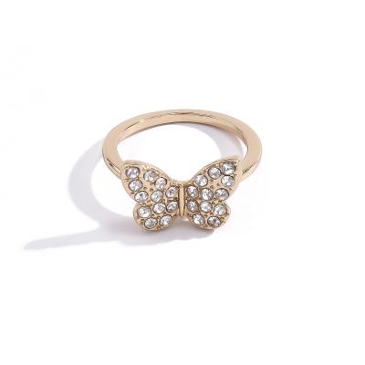 China Trendy Trendy Fashion Simple Simple Sensitive Alloy Butterfly Retro Fashion Ring Diamond Ring for sale