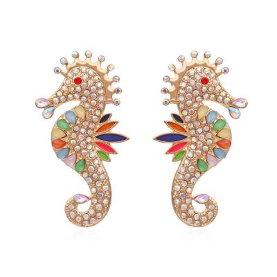 China Fashion Long Resin Stud Earrings Fashion Big Large For Women Seahorse Stud Earrings Ear Jewelry Gift for sale