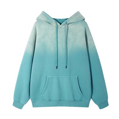 China Anti-Wrinkle Gradient Wash Color Add Dyed Cotton Fleece Hoodie Retro High Street Fashion Large Size Pullover Unisex Hoodies for sale