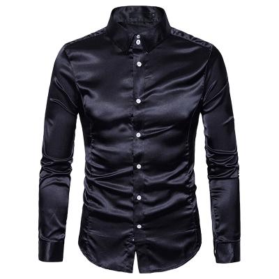 China British Style Solid Shirt Men Anti-pilling PU Sleeve Long Fashion Autumn Business Formal Wear Men 2021 Shirts Slim Fit Blouse 2021 for sale