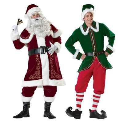 China Breathable Father Plush Santa Claus Velvet Clothes Clown Suit Christmas Cosplay Costume Christmas Set Holiday Surprise for sale