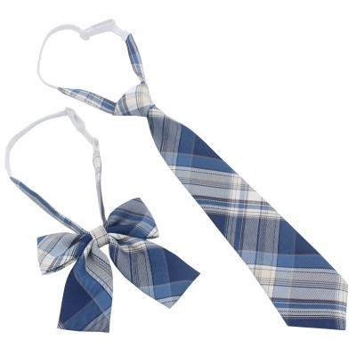 China Plaid Wholesale JK Uniform Girl Ties Novelty Neck Ties Neat Short Tie Set Pred Multi Knot Stripes White Elastic Bands Uniform for sale