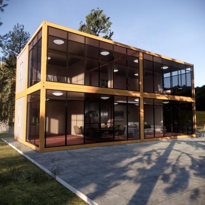 China Modern Luxury 20ft Eps 2 Story Wooden Sandwich Panel Container House For Hotel for sale