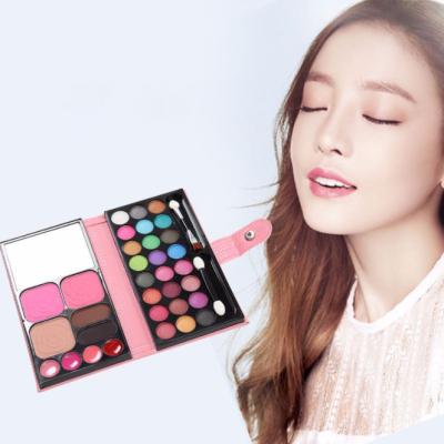 China Easy Colorful Eyeshadow Palette Leather Bag Packaging Eyebrow Powder, Blusher, Face Powder, Lip Gloss, Makeup Set for sale