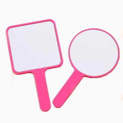 China Candy Handle Makeup Mirror Convenient Place Around Portable Single Side Hand Mirror Hair And Dressing Mirror for sale