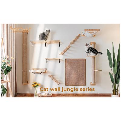 China Sustainable High-ed Wooden Cat Wall Hammock Furniture For Sleeping, Playing, Climbing for sale