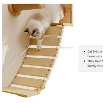 China New Design Sustainable Cat Bed Wall Mounted Wooden Cat Furniture Cat Wall Bridge for sale