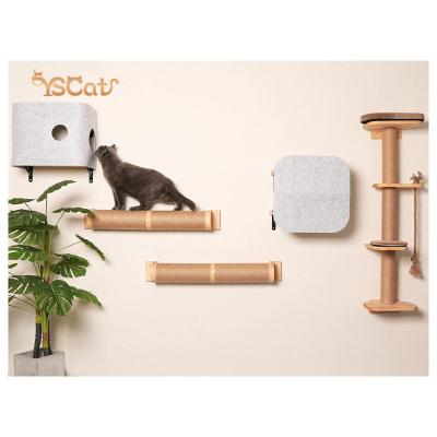 China Amazon Viable Best Selling Popular Wooden Cat Wall Scratcher With Self Grooming Cat Wall Scratching Post for sale