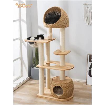 China Large Sustainable Newcomer Customize Indoor Wooden Scratcher Cat House for sale