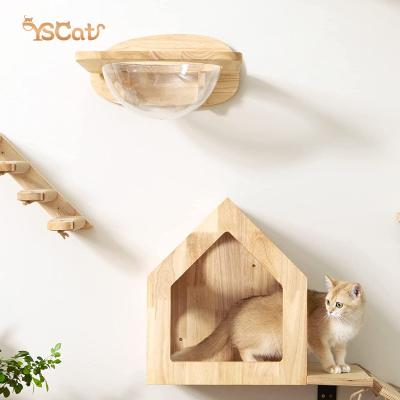 China 2023 New Products Sustainable Multifunctional Wooden Wall Mounted Cat Bed for sale