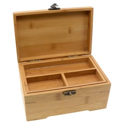 China Europe Crafts Wooden Two-Layer Bamboo Jewelry Box Organizer Tray Storage Case for sale