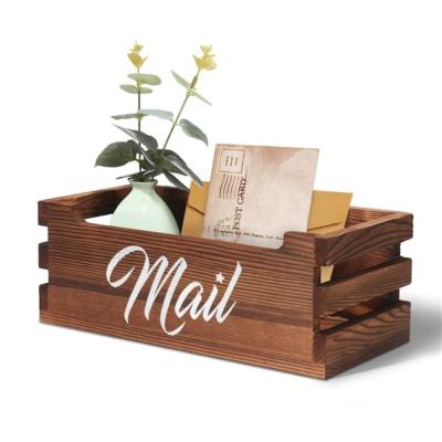 China Durable Universal Wood Mail Organizer Decorative Mail Holder Office Desk Box Wooden Mail Organizer for sale