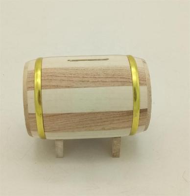 China Unfinished Wooden Storage Craft Bucket Shape Piggy Bank for sale