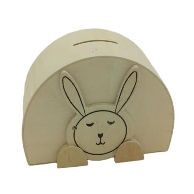 China Eco-friendly Wooden Baby Piggy Bank Coin Saving Wooden Box for sale