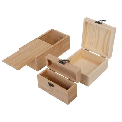 China China Custom Rectangle Solid Logo Wooden Gift Box With Hinged Lid For Crafts for sale