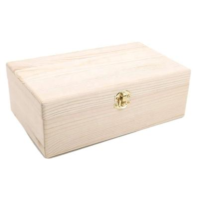 China Japan Customized Unfinished Wooden Decoration Accessories Rectangle Wooden Box With Lid Storage Case Organizer Storage Box for sale