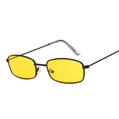 China Retro Women's Fashion Sun Glasses Metal Square Sunglasses for Women Vintage Brand Travel Rectangle Small Sunglasses for Men Vintage Red Yellow Black MOSI Mirror for sale