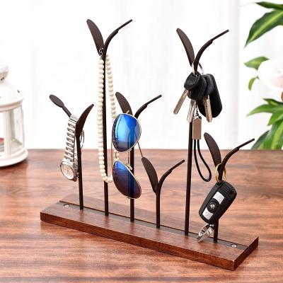 China In-stock Porch Ornaments Decoration Glass Storage Rack Iron Holder Jewelry Display Rack Main Jewelry Holder for sale