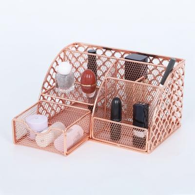 China Durable Premium Quality Metal Brush Holder Desktop Make Up Organizer Cosmetic Organizer Makeup Storage Boxes and Bins for sale