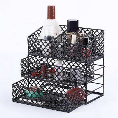 China Viable Jewelry Box Metal Makeup Cosmetic Display Box Cosmetic Organizer For Bathroom for sale