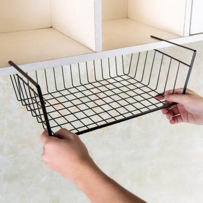 China Single Viable Wire Laundry Metal Iron Houseware Storage Buffet Organizer Under Shelf Insert Hanging Basket for sale