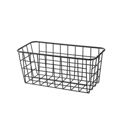 China Durable Wrought Iron Book Basket Wall Hanging Artifact Hanging Freestanding Punching Storage Basket for sale