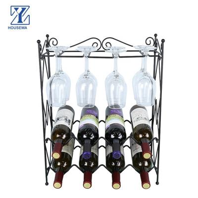 China 2 Tier Removable Removable Black Bronze Wine Bottles Standing Rack Wine Glass Rack Countertops Cabinet Wine Racks for sale