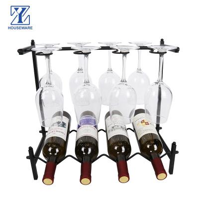 China Sustainable Kitchen Storage Rack Red Wine Glass Bottle Wine Rack Display Countertop Metal Wine Rack For Bar, Galley for sale