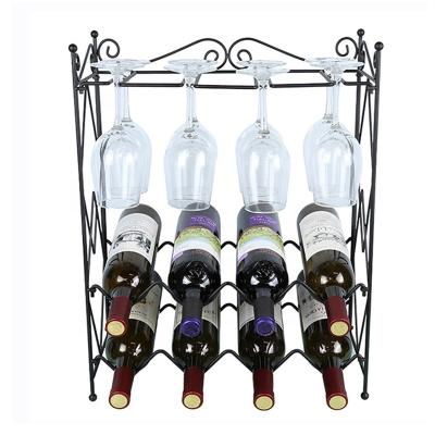 China Black Iron Countertop Metal Wine Bottle Storage Rack Weinregal Wine Bottle Stand Holder Stand Sustainable for sale