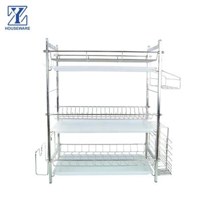 China Large Capacity Kitchen Dish Storage Rack Stainless Steel 3 Tier Sustainable Dish Rack for sale