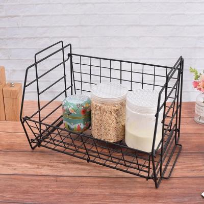 China Viable Hot Selling Matal Kitchen Spice Basket Spice Clutter Organization Wire Collapsible Storage Rack for sale