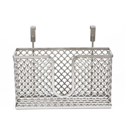 China Sustainable Metal Wire Over Cabinet Door Organizer Holder Hanging Storage Basket For Kitchen Bathroom for sale