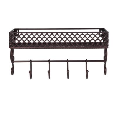 China Modern Black Bronze Metal Rack Organizer Wall Hanging Key Stored Holder for sale