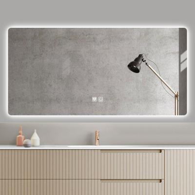 China Bright Modern Luxury Bath Mirrors Anti Fog Bathroom Vanity Led Lighted Smart Mirror Wall Mounted Lighted Wall Hanging for sale