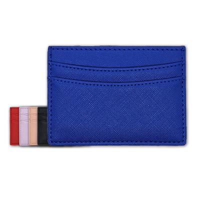 China Custom debossed fashion Saffiano cross card holder PU leather colored leather or name card logo stamp cross card holder for sale